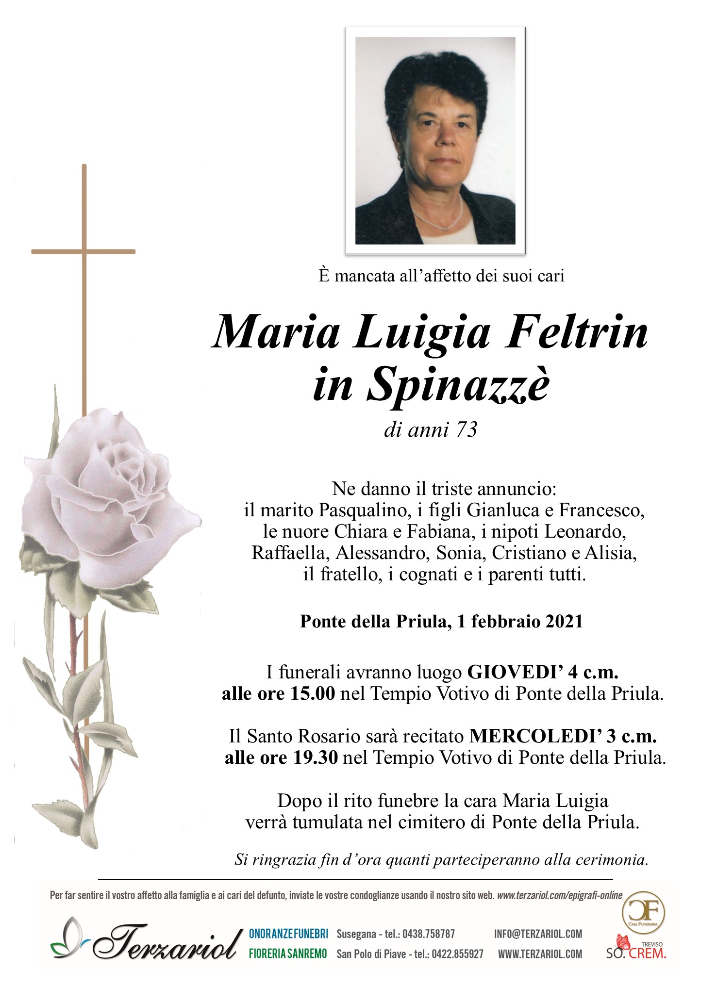 epigrafe Feltrin Maria Luigia