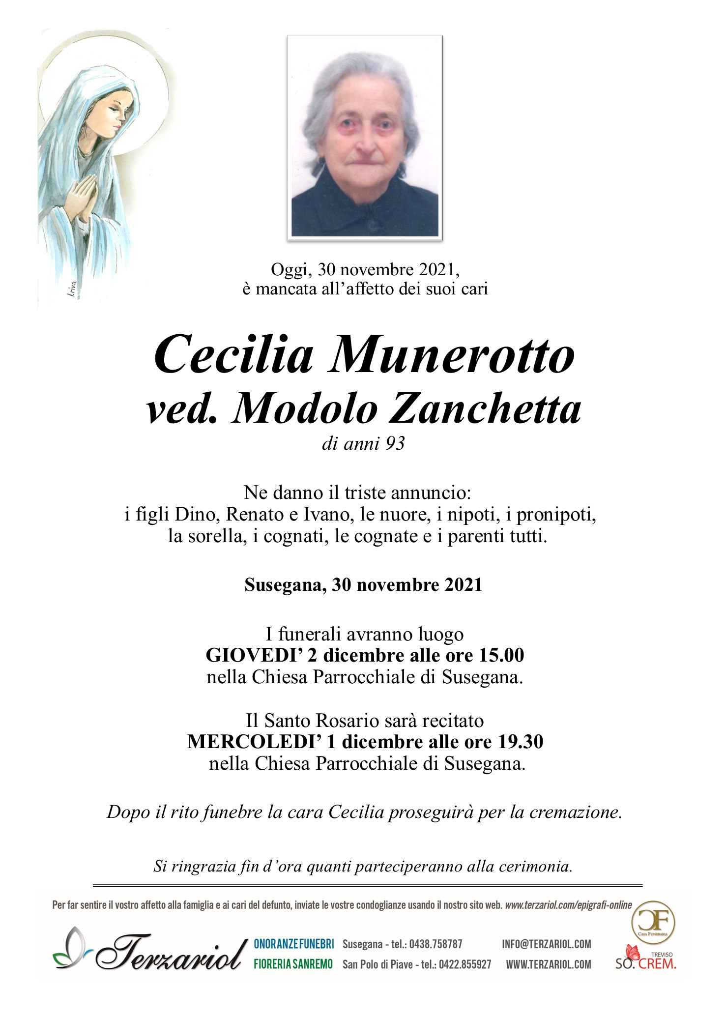 Epigrafe Munerotto Cecilia
