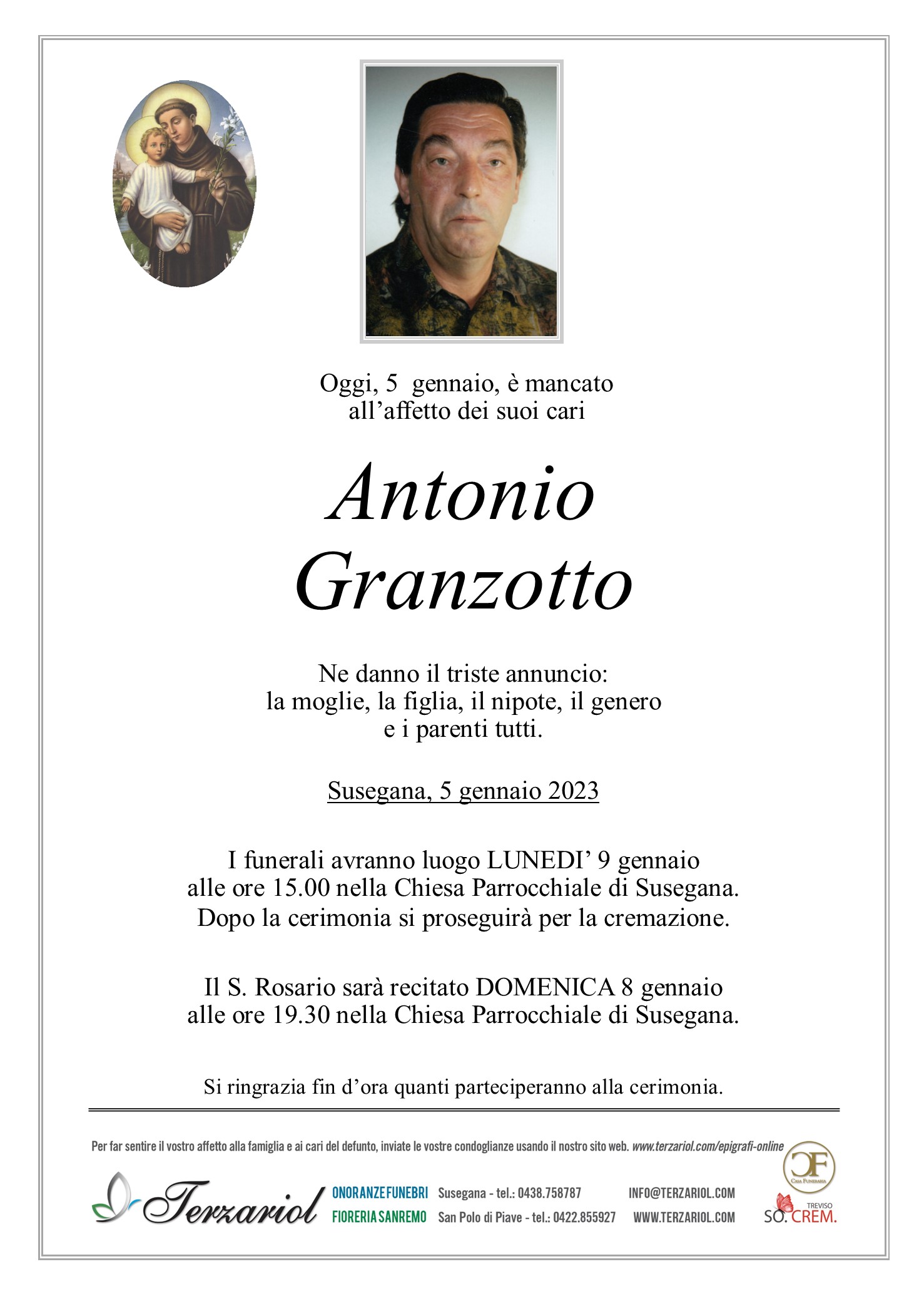 Epigrafe Granzotto Antonio