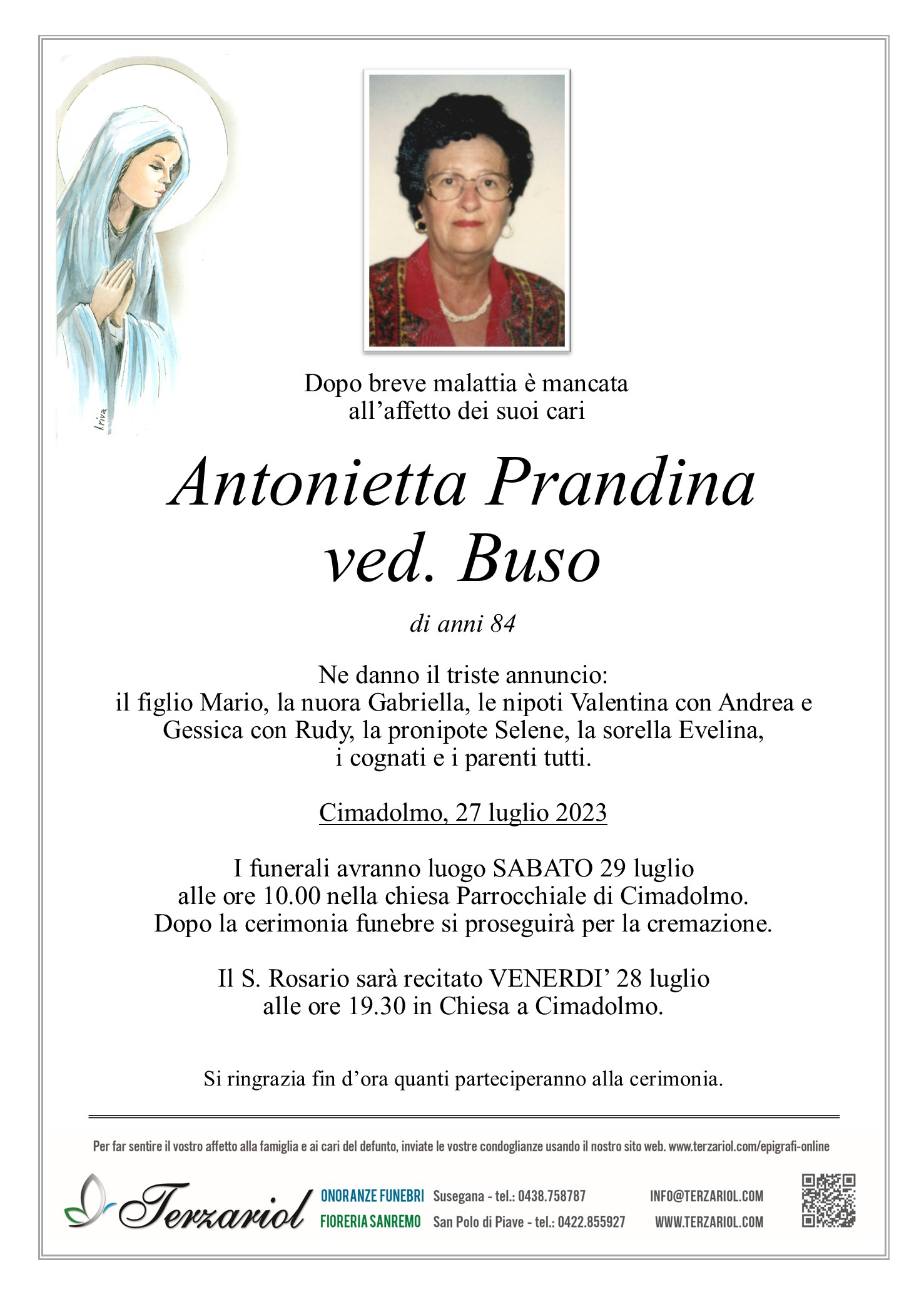 Epigrafe Prandina Antonietta