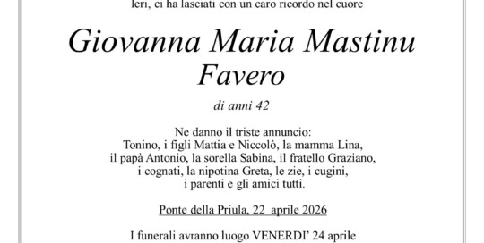 Epigrafe Giovanna Maria Mastinu