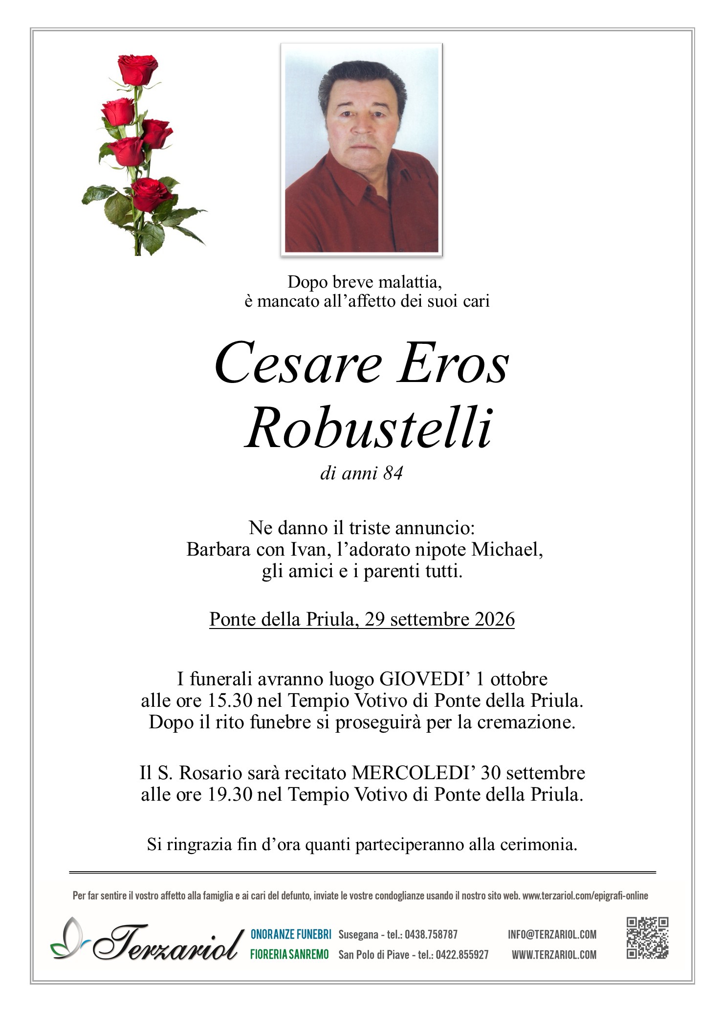 Epigrafe Robustelli Cesare Eros